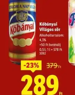 Lidl Kőbányai Világos sör ajánlat