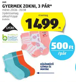 ALDI L&D Gyermek zokni ajánlat