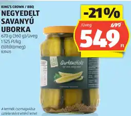 ALDI King's Crown / BBQ Negyedelt savanyú uborka ajánlat