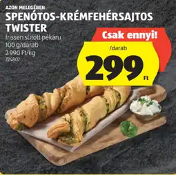 ALDI Azon Melegében Spenótos-krémfehérsajtos twister ajánlat