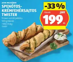 ALDI Azon Melegeben Spenótos- krémfehérsajtos twister ajánlat