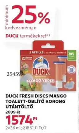 Rossmann Duck Fresh Discs mango toalett-öblítő korong utántöltő ajánlat