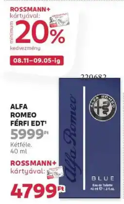 Rossmann Alfa Romeo férfi EDT ajánlat