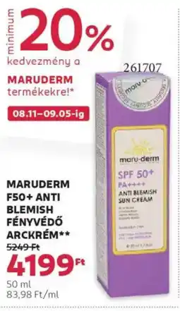 Rossmann Maruderm F50+ Anti Blemish fényvédő arckrém ajánlat