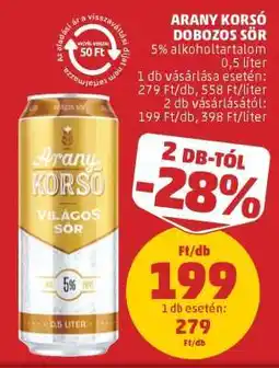 PENNY Arany Korsó Dobozos Sör ajánlat