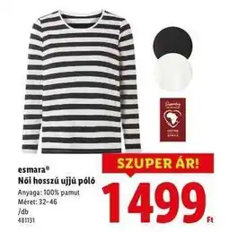 Lidl ESMARA Női hosszú ujjú póló ajánlat