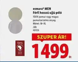 Lidl esmara MEN Férfi hosszú ujjú póló ajánlat
