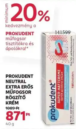 Rossmann Prokudent Neutral Extra erős műfogsor rögzítő krém ajánlat