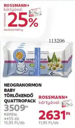 Rossmann Neogranormon Baby Törlőkendő quattropack ajánlat
