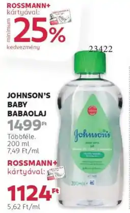 Rossmann Johnson's Baby babaolaj ajánlat
