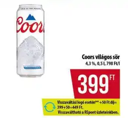 Coop Coors Világos sör ajánlat
