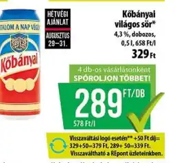 Coop KŐBÁNYAI Világos sör ajánlat
