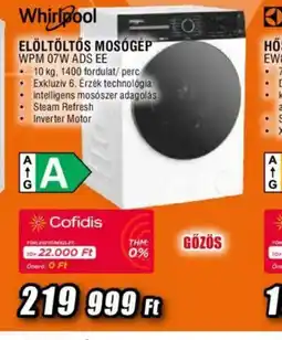 Expert Whirlpool Elöltöltős Mosgép ajánlat