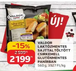 Auchan VALDOR LAKTÓZMENTES SAJTTAL TÖLTÖTT CSIRKEMELL GLUTÉNMENTES PANÍRBAN ajánlat