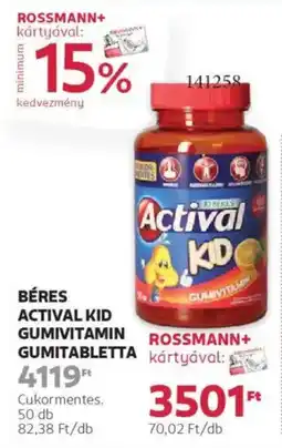 Rossmann Béres Actival Kid Gumivitamin gumitabletta ajánlat