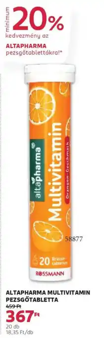 Rossmann Altapharma multivitamin pezsgőtabletta ajánlat