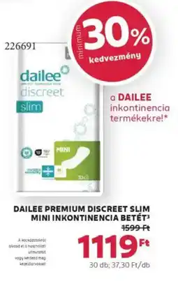 Rossmann Dailee Premium Discreet Slim Mini inkontinencia betét ajánlat