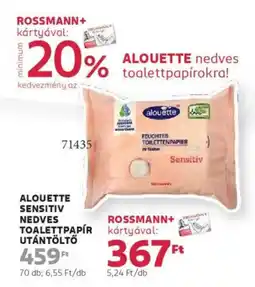 Rossmann Alouette Sensitiv nedves toalettpapír utántöltő ajánlat