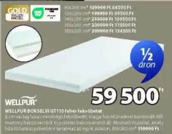 JYSK WELLPUR BOKSELVI GT110 fehér fekvőbetét ajánlat