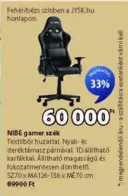 JYSK NIBE gamer szék ajánlat