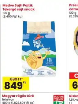 Interspar Medve Sajti Pajtik Tekergő sajti snack ajánlat