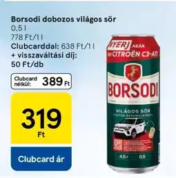 Tesco Borsodi dobozos világos sör ajánlat