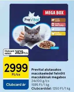 Tesco Prevital alutasakos macskaeledel felnőtt macskáknak megabox ajánlat