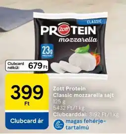Tesco Zott Protein Classic mozzarella sajt ajánlat