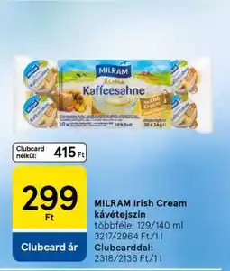 Tesco MILRAM Irish Cream kávétejszín ajánlat