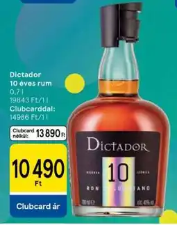 Tesco Dictador 10 éves rum ajánlat