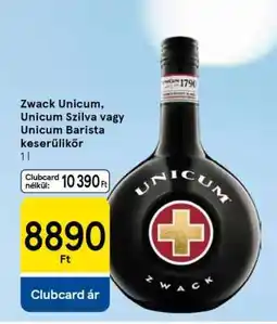 Tesco Zwack Unicum, Unicum Szilva vagy Unicum Barista keserűlikőr ajánlat