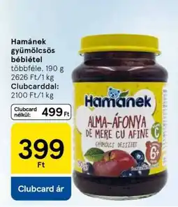 Tesco Hamánek gyümölcsös bébiétel ajánlat