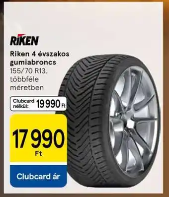 Tesco Riken 4 évszakos gumiabroncs ajánlat