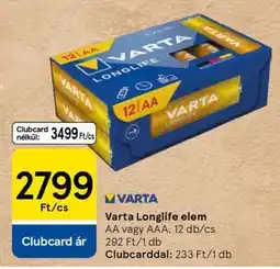 Tesco Varta Longlife elem ajánlat