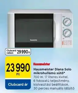 Tesco Hausmeister Diana Solo mikrohullámú sütő ajánlat