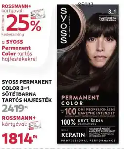 Rossmann Syoss Permanent Color 3-1 sötétbarna tartós hajfesték ajánlat