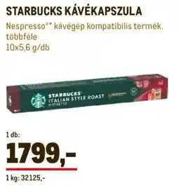 Metro Starbucks kávékapszula ajánlat
