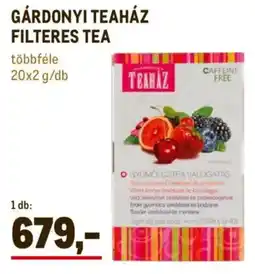 Metro Gárdonyi teaház filteres tea ajánlat