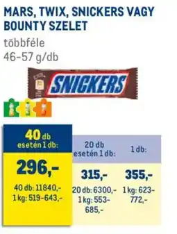 Metro Mars, Twix, Snickers, Bounty szelet ajánlat