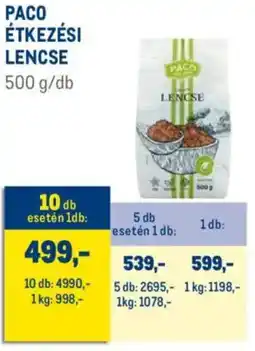 Metro Paco étkezési lencse ajánlat