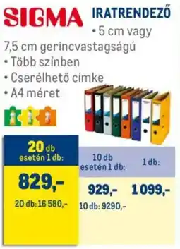 Metro Sigma iratrendező ajánlat