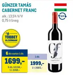 Metro Günzer Tamás Cabernet Franc ajánlat