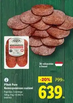 Lidl PIKOK PURE Nemespenészes szalámi ajánlat
