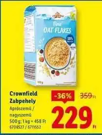 Lidl CROWNFIELD Zabpehely ajánlat