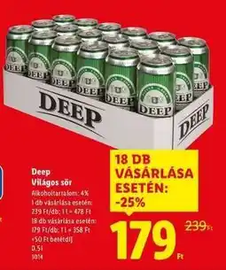 Lidl DEEP Világos sör ajánlat