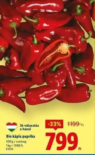 Lidl Bio kápia paprika ajánlat