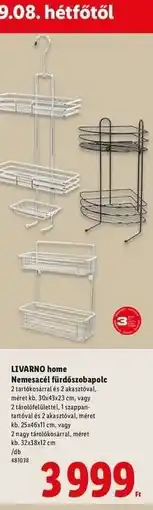 Lidl LIVARNO home Nemezacél fürdőszobapolc ajánlat