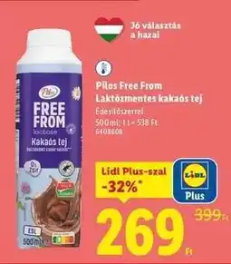 Lidl Pilos Free From Laktózmentes kakaós tej ajánlat