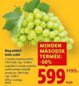 Lidl Mag nélküli fehér szőlő ajánlat