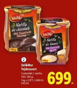 Lidl SOL&MAR Tejdesszert ajánlat
